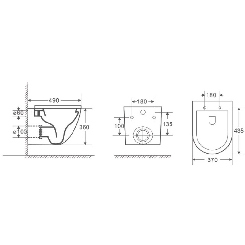Унитаз подвесной безободковый D&K Matrix DT1396516, 490*370*360мм, сиденье микролифт, белый,   смыв "Торнадо"