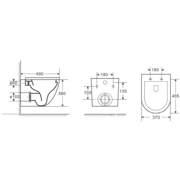 Унитаз подвесной безободковый D&K Matrix DT1396516, 490*370*360мм, сиденье микролифт, белый,   смыв "Торнадо"