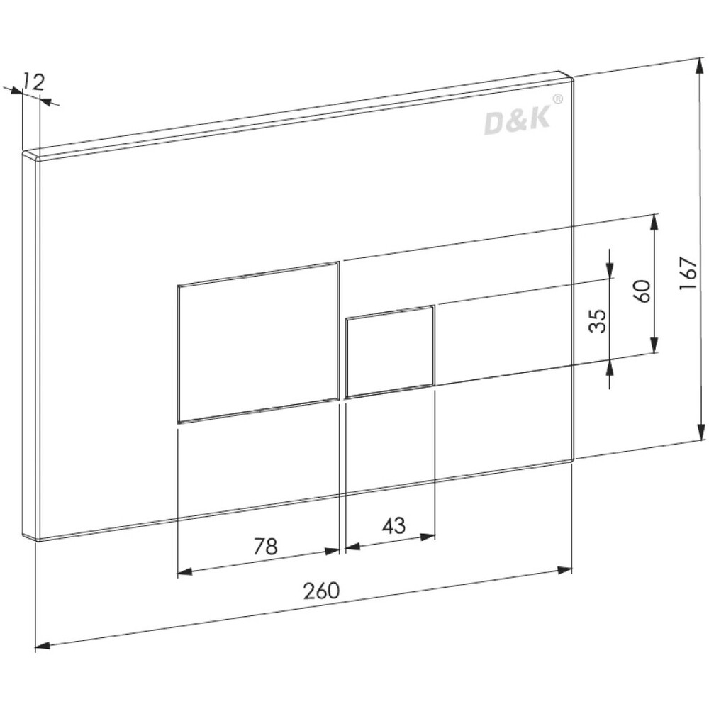 Клавиша смыва D&K Quadro DB1519002, матовый хром