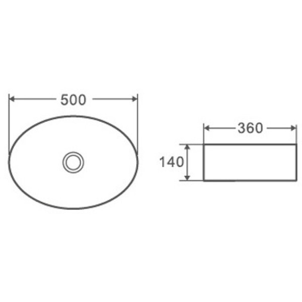 Раковина накладная DK Matrix DT1390316, 500*360*140мм, белый
