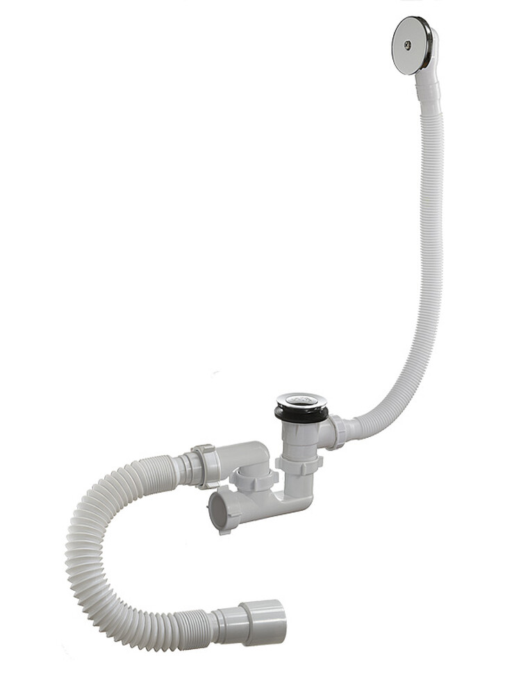 А-25089 Сифон для ванны (обвязка) ОРИО 1 1/2"х40,"клик-клак",с перел. и гиб. трубой40-40/50 (регул.)