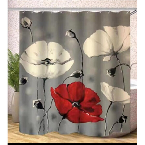 Штора д/ван "ZALEL" ФОТОПРИНТ 180х180 Nature с кольцами