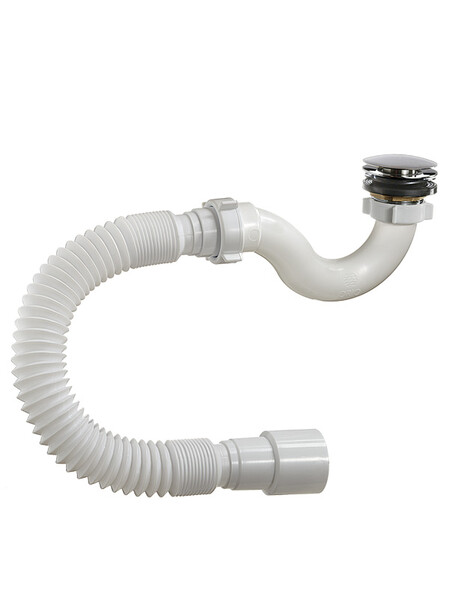 А-20589 Сифон для душ. поддона ОРИО 1 1/2х40, "клик-клак", с гибк.трубой 40-40/50 (S-тип)