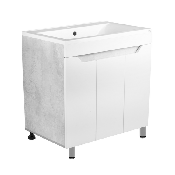 Подстолье SANTREK HOME "Фанта-80" (Белый софт/Цемент светлый) 3 двери под умывальник "Paola Elegante 80" 796*800*447