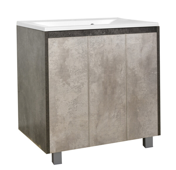 Подстолье SANTREK HOME "Неаполь-90" (Бетон темный/Бетон светлый) 3 двери под умывальник "Paola Elegante 90" 895*800*447