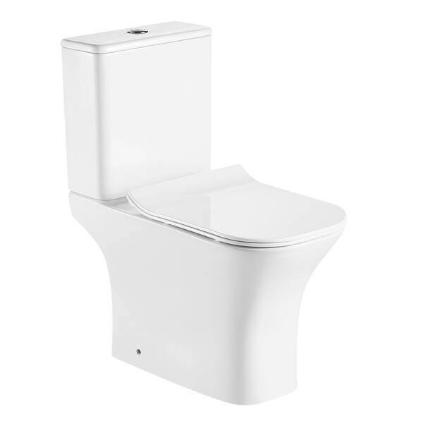 Унитаз-компакт безободковый HOLLER TOKO (650*340*770мм, сиденье дюропласт с микролифтом, арматура 2-х режимная)  (2 места) белый