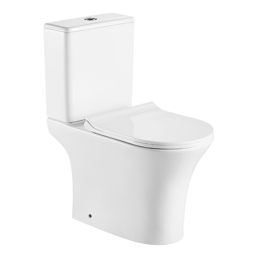 Унитаз-компакт безободковый HOLLER LAN  (650*340*770мм, сиденье дюропласт с микролифтом, арматура 2-х режимная)  (2 места) белый