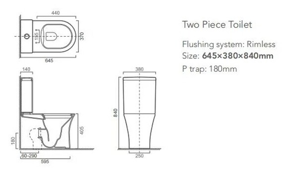 Унитаз-компакт безободковый HOLLER PORT  (645*380*840мм, сиденье дюропласт с микролифтом, арматура 2-х режимная)  (2 места/монокороб) белый