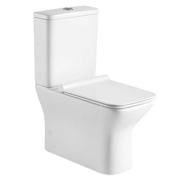   Унитаз-компакт безободковый HOLLER BOWL  (650*380*840мм, сиденье дюропласт с микролифтом, арматура 2-х режимная)  (2 места) белый   СУПЕРЦЕНА !!!