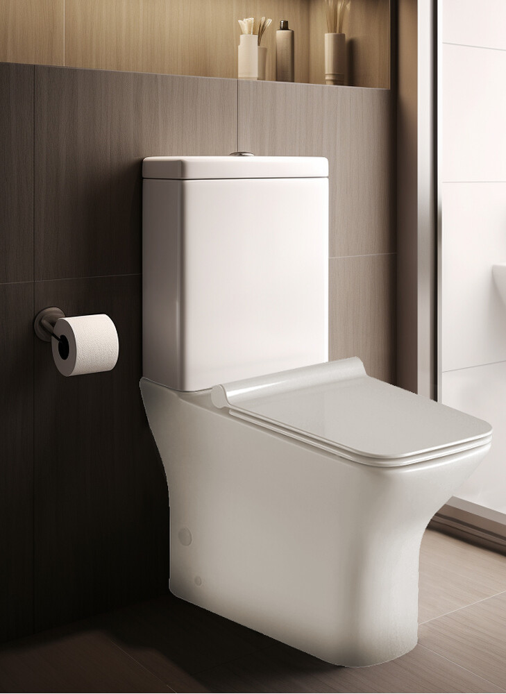   Унитаз-компакт безободковый HOLLER BOWL  (650*380*840мм, сиденье дюропласт с микролифтом, арматура 2-х режимная)  (2 места) белый   СУПЕРЦЕНА !!!