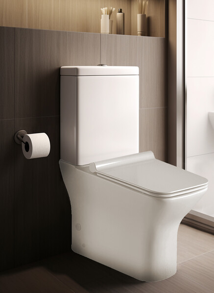   Унитаз-компакт безободковый HOLLER BOWL  (650*380*840мм, сиденье дюропласт с микролифтом, арматура 2-х режимная)  (2 места) белый   СУПЕРЦЕНА !!!