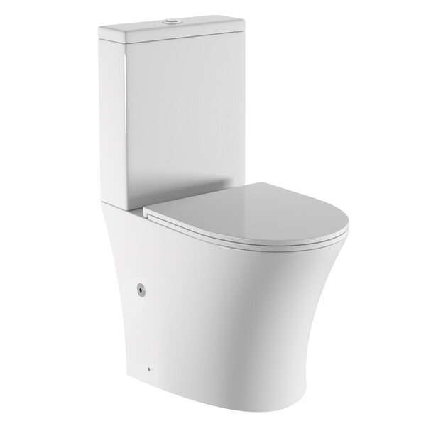 Унитаз-компакт безободковый HOLLER SIT  (620*370*820мм, сиденье дюропласт с микролифтом, арматура 2-х режимная)  (2 места) белый