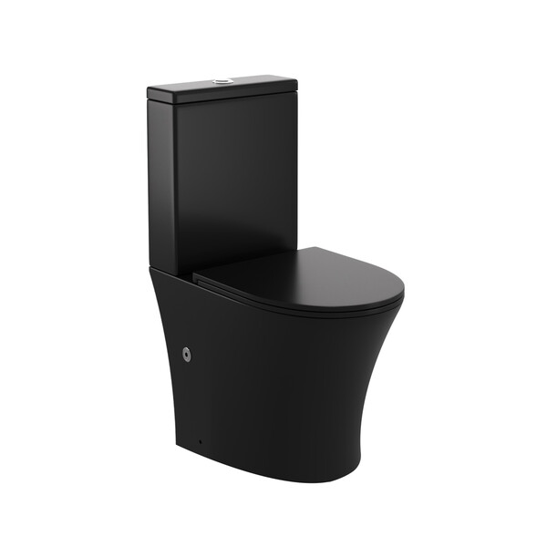 Унитаз-компакт безободковый HOLLER SIT MB (620*370*820мм, сиденье дюропласт с микролифтом, арматура 2-х режимная)  (2 места) черный матовый