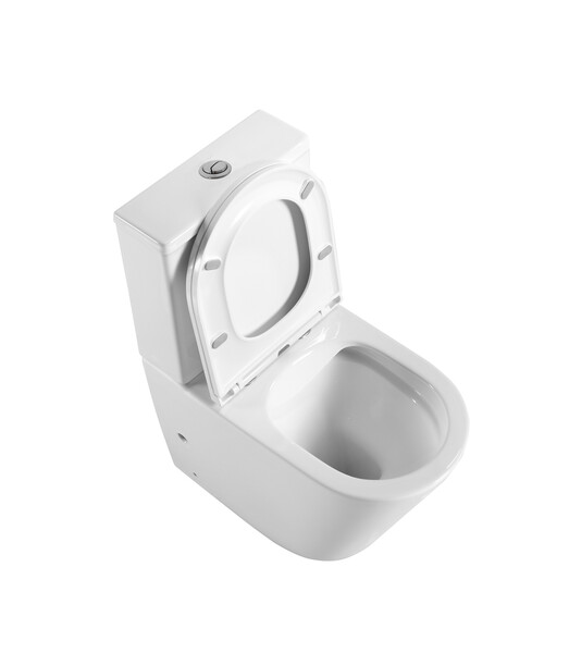 Унитаз-компакт безободковый HOLLER SLIM  (620*360*820мм, сиденье дюропласт с микролифтом, арматура 2-х режимная)  (2 места) белый