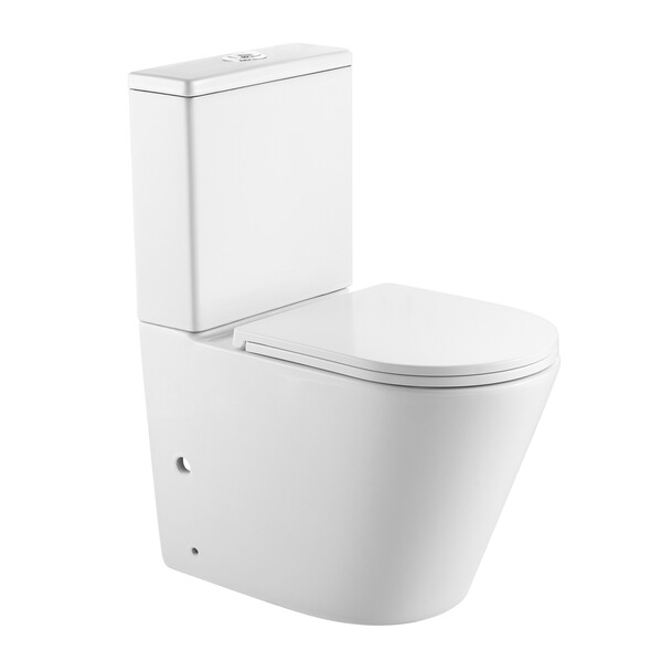 Унитаз-компакт безободковый HOLLER SLIM  (620*360*820мм, сиденье дюропласт с микролифтом, арматура 2-х режимная)  (2 места) белый