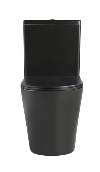 Унитаз-компакт безободковый HOLLER SLIM MB (620*360*820мм, сиденье дюропласт с микролифтом, арматура 2-х режимная)  (2 места) черный матовый