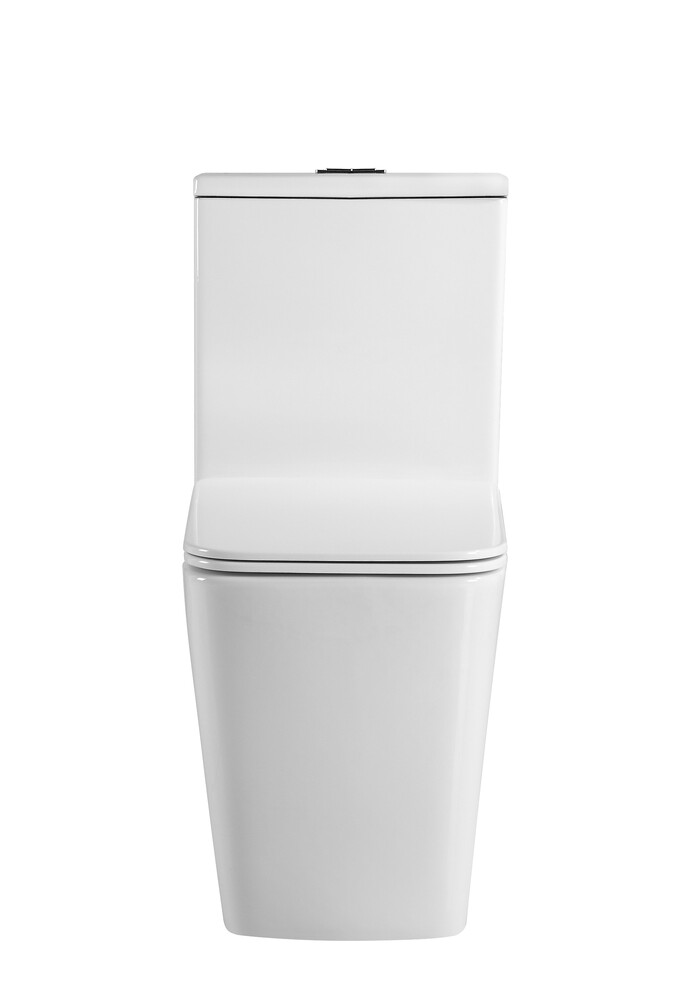 Унитаз-компакт безободковый HOLLER BOX  (640*340*830мм, сиденье дюропласт с микролифтом, арматура 2-х режимная)  (2 места) белый