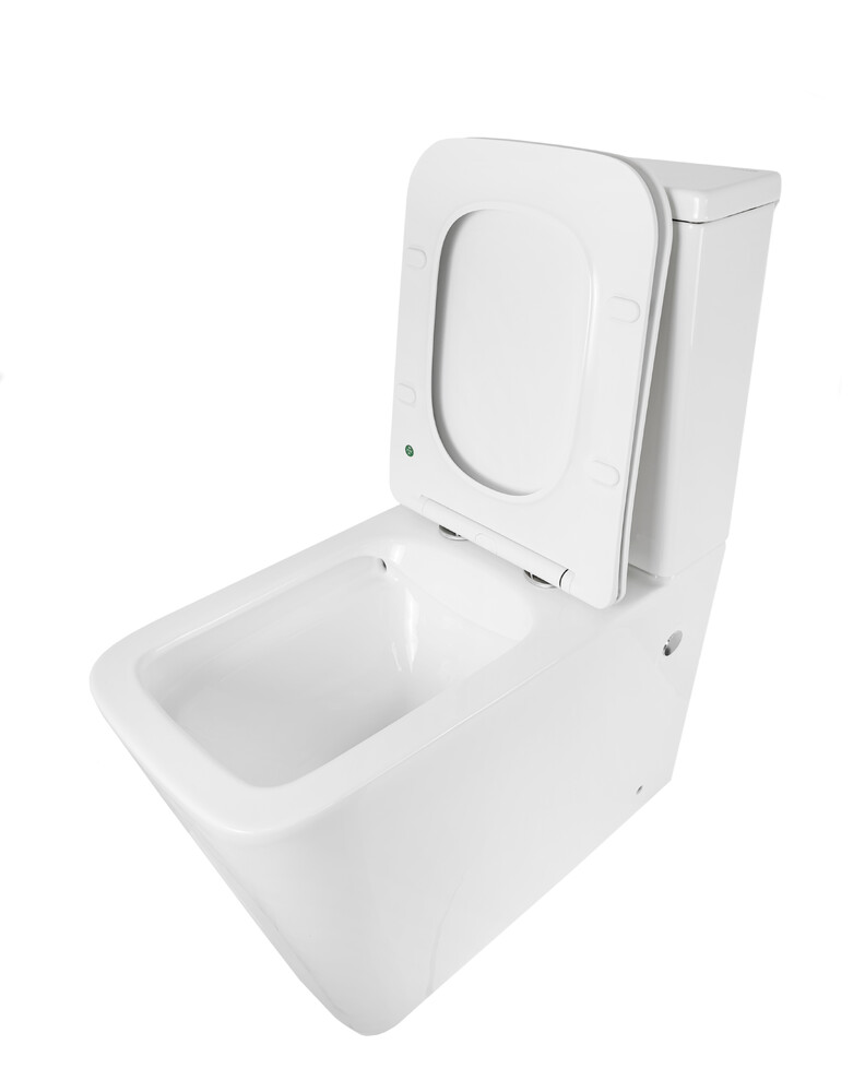 Унитаз-компакт безободковый HOLLER BOX  (640*340*830мм, сиденье дюропласт с микролифтом, арматура 2-х режимная)  (2 места) белый