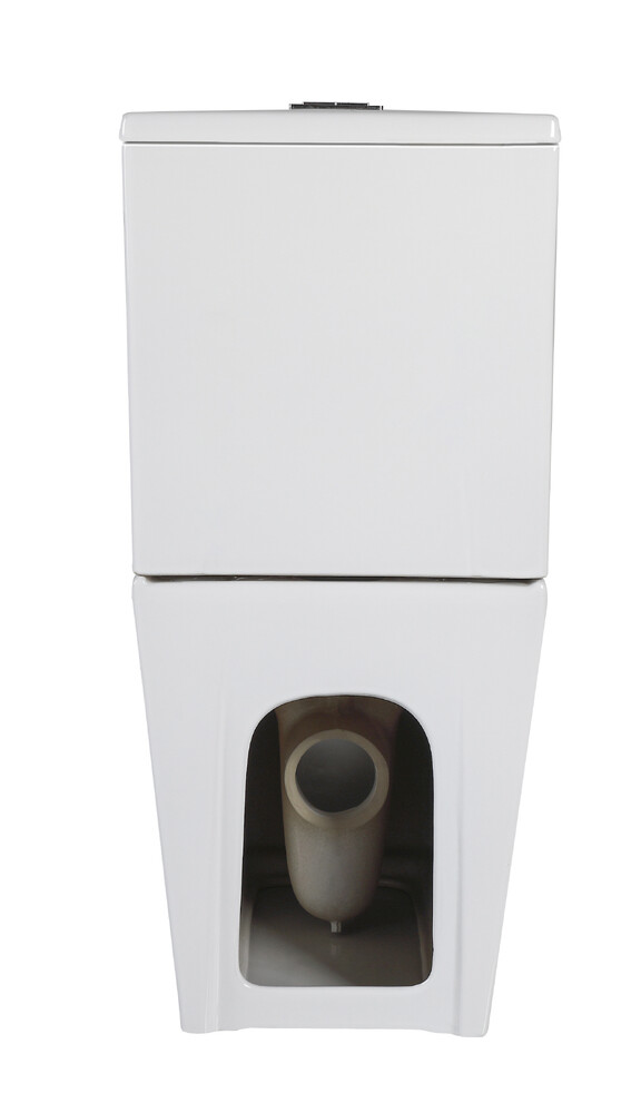 Унитаз-компакт безободковый HOLLER BOX  (640*340*830мм, сиденье дюропласт с микролифтом, арматура 2-х режимная)  (2 места) белый