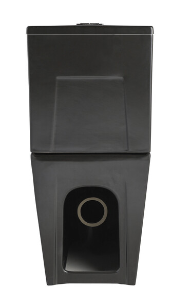 Унитаз-компакт безободковый HOLLER BOX MB (640*340*830мм, сиденье дюропласт с микролифтом, арматура 2-х режимная)  (2 места) черный матовый