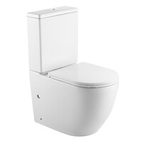 Унитаз-компакт безободковый HOLLER WEST  (620*360*820мм, сиденье дюропласт с микролифтом, арматура 2-х режимная)  (2 места) белый