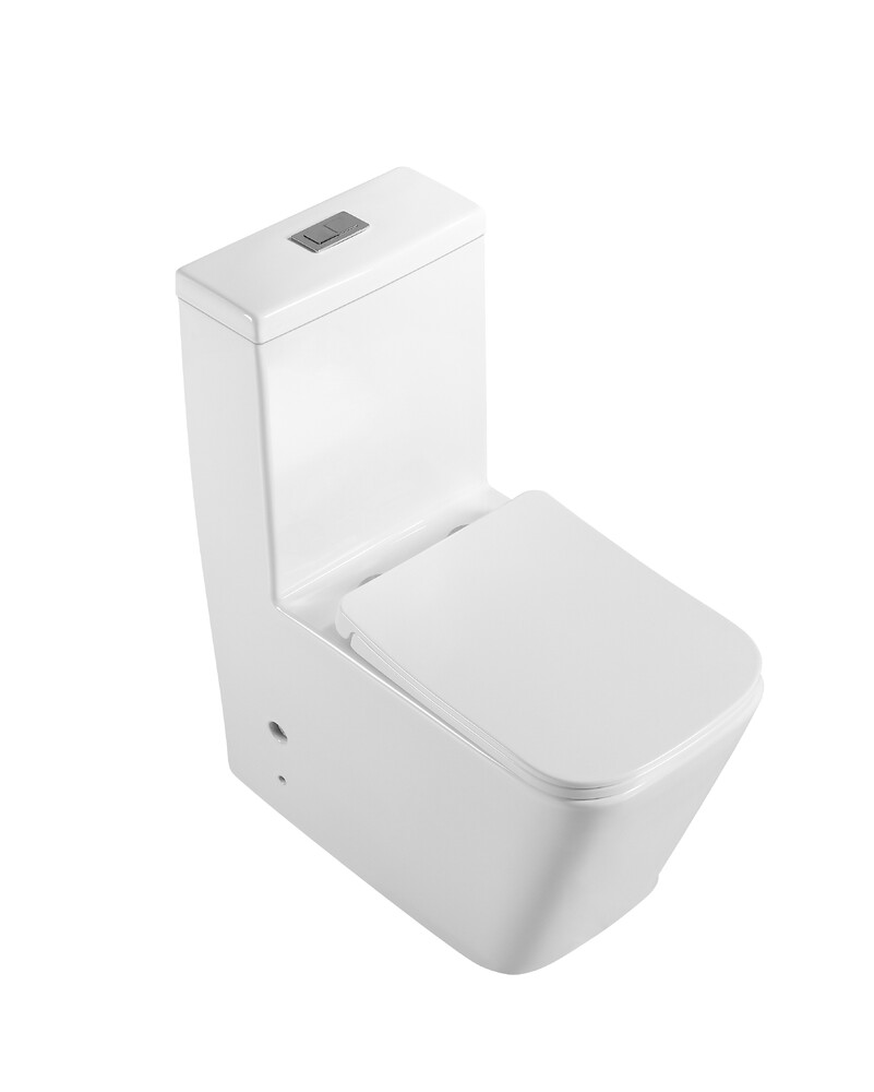 Унитаз-моноблок безободковый HOLLER ФОРТ (665*345*805мм, сиденье дюропласт с микролифтом, арматура 2-х режимная)  (1 место) белый