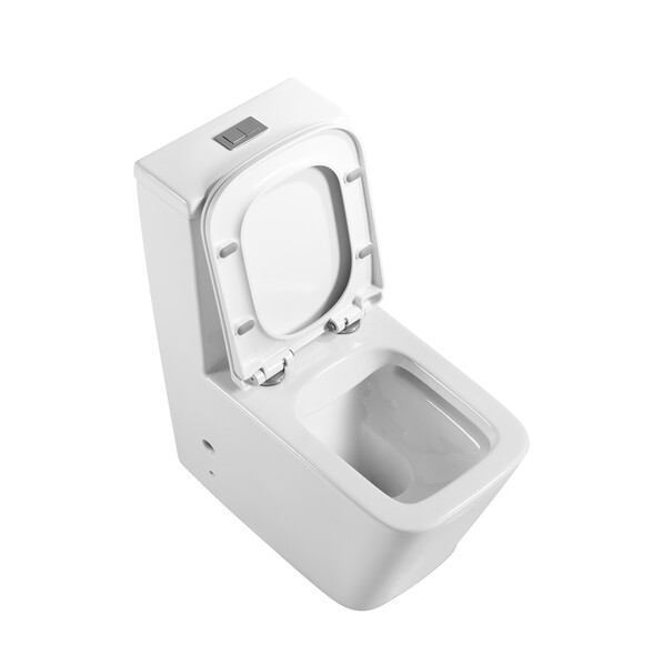 Унитаз-моноблок безободковый HOLLER ФОРТ (665*345*805мм, сиденье дюропласт с микролифтом, арматура 2-х режимная)  (1 место) белый