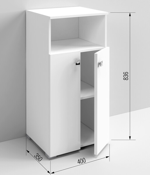 Тумба SANTREK HOME "Виола" (Белый глянец) 2 двери с НИШЕЙ 400х836х350