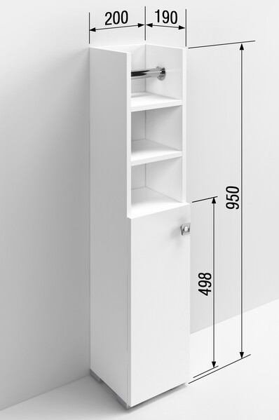 Пенал SANTREK HOME "Виола" (Белый глянец) 1 дверь 2 НИШИ с ВТУЛКОЙ Правый 200х950х190