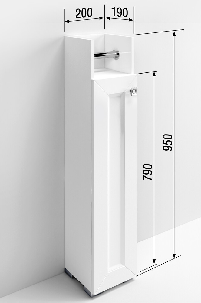 Пенал SANTREK HOME "Гранд" (Белый глянец) 1 дверь с ВТУЛКОЙ Левый 200х950х190