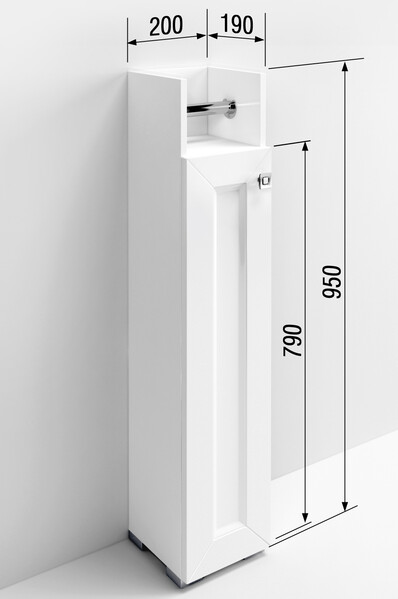 Пенал SANTREK HOME "Гранд" (Белый глянец) 1 дверь с ВТУЛКОЙ Левый 200х950х190