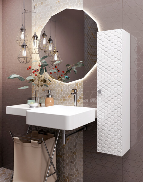 Притуалетный шкаф подвесной ПШТ (вертикальный) SANTREK HOME "Соната" 1 дв. белый правый 200*950*190