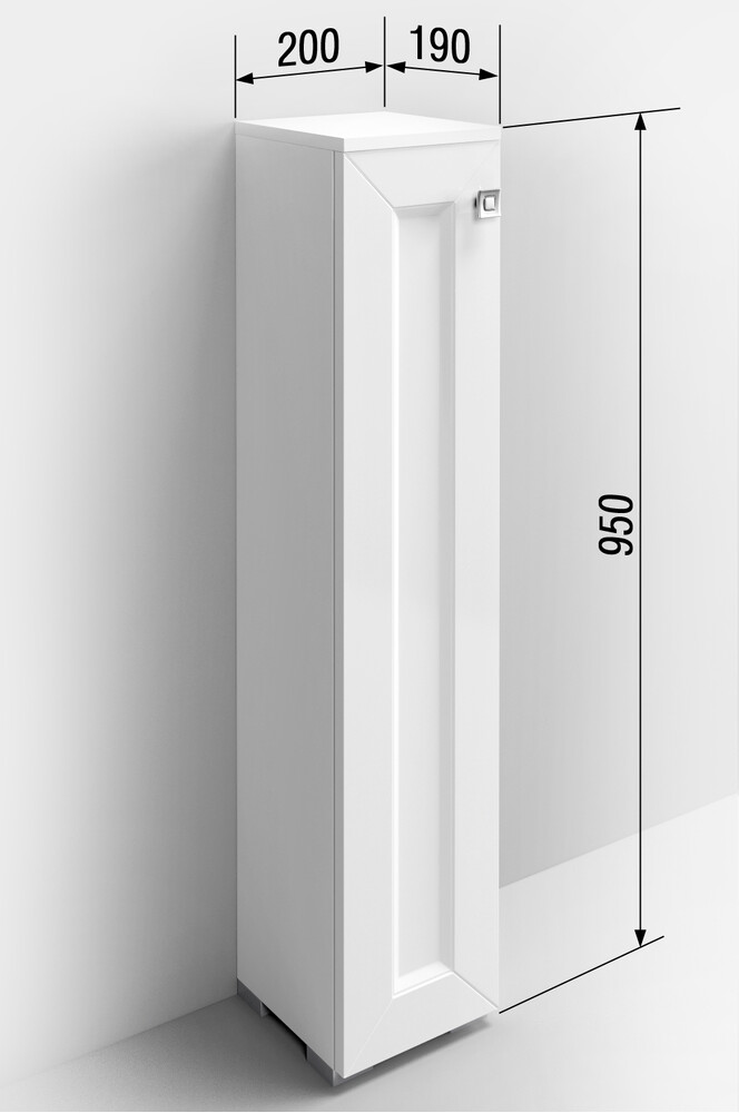 Пенал SANTREK HOME "Гранд" (Белый ясень софт) 1 дверь Правый 200х950х190