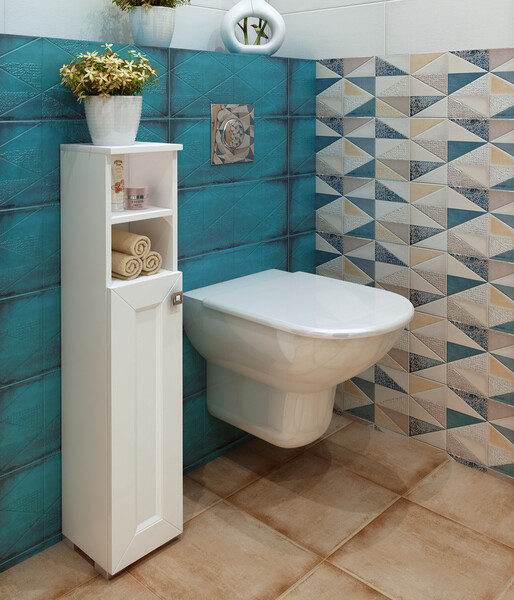 Пенал SANTREK HOME "Гранд" (Белый глянец) 1 дверь 2 НИШИ Левый 200х950х190