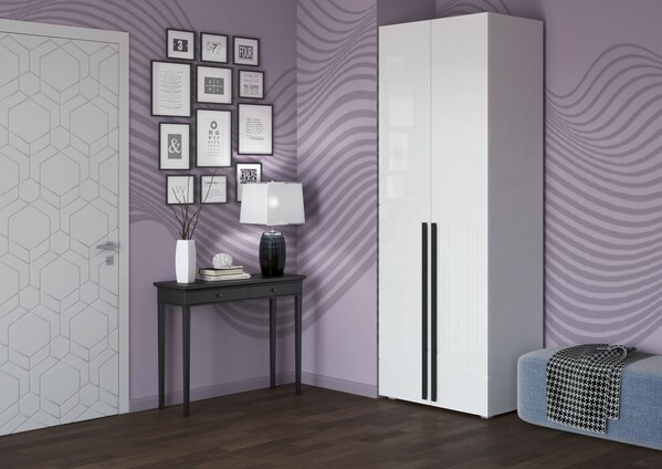 Шкаф Стелла  800*2100*500 Белый/Белый (МДФ)