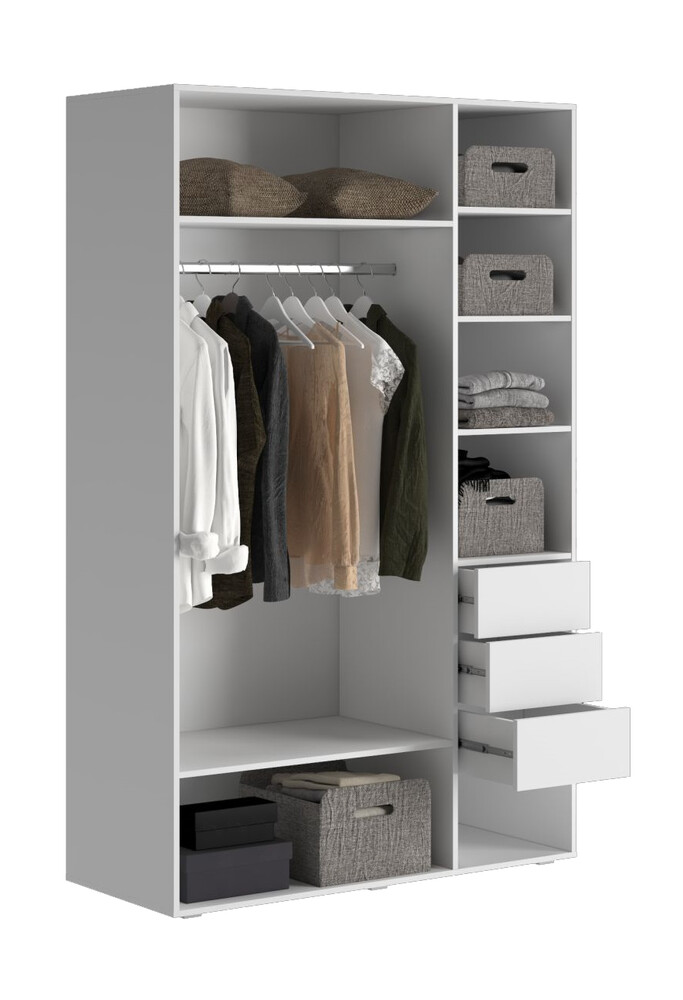 Шкаф Стелла 1200*2100*500 Белый/Белый (МДФ) (2628)