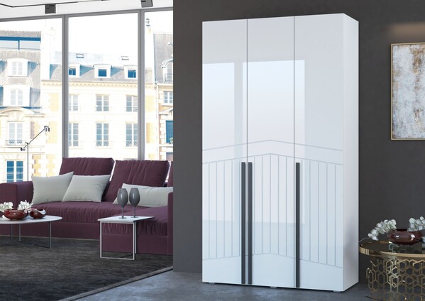 Шкаф Стелла 1200*2100*500 Белый/Белый (МДФ) (2628)