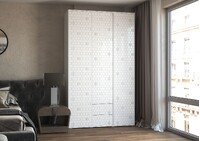 Шкаф Шарм 1350*2100*500 (3 двери+2 ящика) Белый/Белый (МДФ)