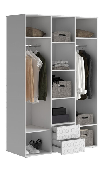 Шкаф Шарм 1350*2100*500 (3 двери+2 ящика) Белый/Белый (МДФ)