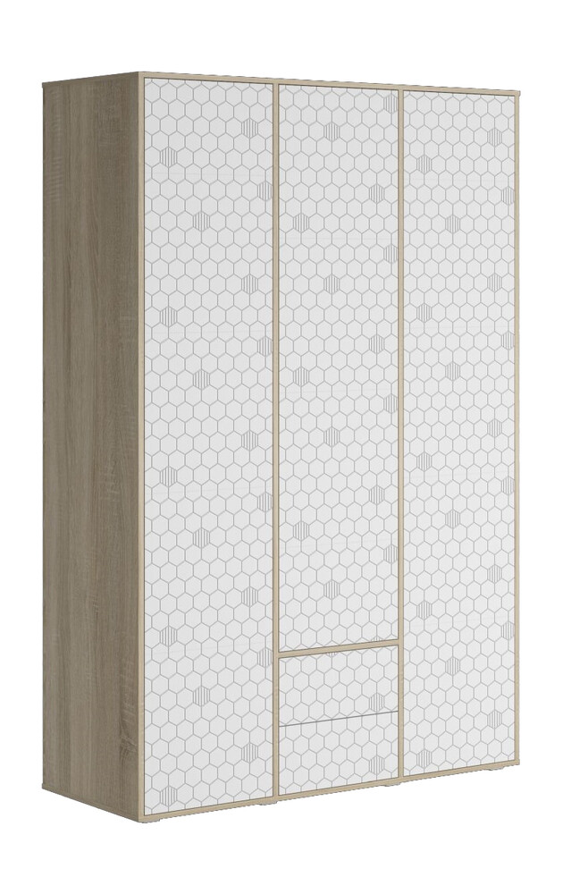 Шкаф Шарм 1350*2100*500  (3 двери+2 ящика) Сонома/Белый (МДФ)