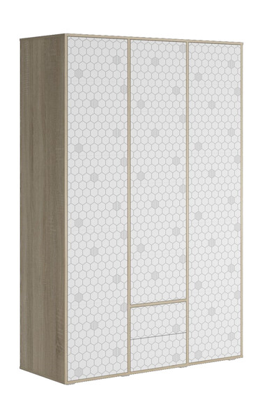 Шкаф Шарм 1350*2100*500  (3 двери+2 ящика) Сонома/Белый (МДФ)