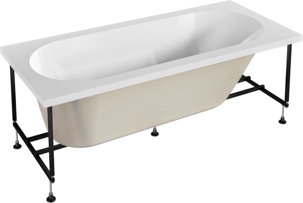 Ванна акрил BAS "ОРИОН-PRO" 170х75 BAS PROfessional 100% литьевой акрил в компл. с каркасом (без фолдона) БЕЗ АВТОСЛИВА