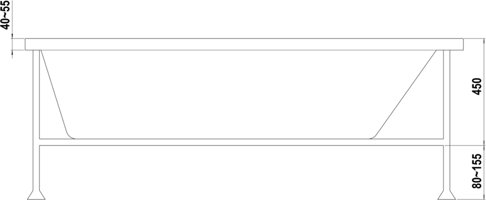 Ванна акрил BAS "ОРИОН-PRO" 170х75 BAS PROfessional 100% литьевой акрил в компл. с каркасом (без фолдона) БЕЗ АВТОСЛИВА