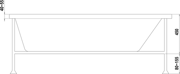 Ванна акрил BAS "ОРИОН-PRO" 170х75 BAS PROfessional 100% литьевой акрил в компл. с каркасом (без фолдона) БЕЗ АВТОСЛИВА