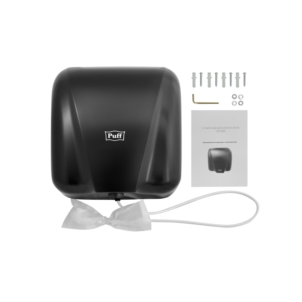 Электросушитель для рук Puff-8885 NEW (1,8 кВт) НЕРЖ. СТАЛЬ, ЧЕРНЫЙ