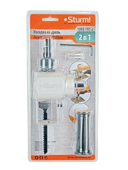 1093-180-2 Насадка на дрель лобзик+ножницы 2 в1 Sturm!