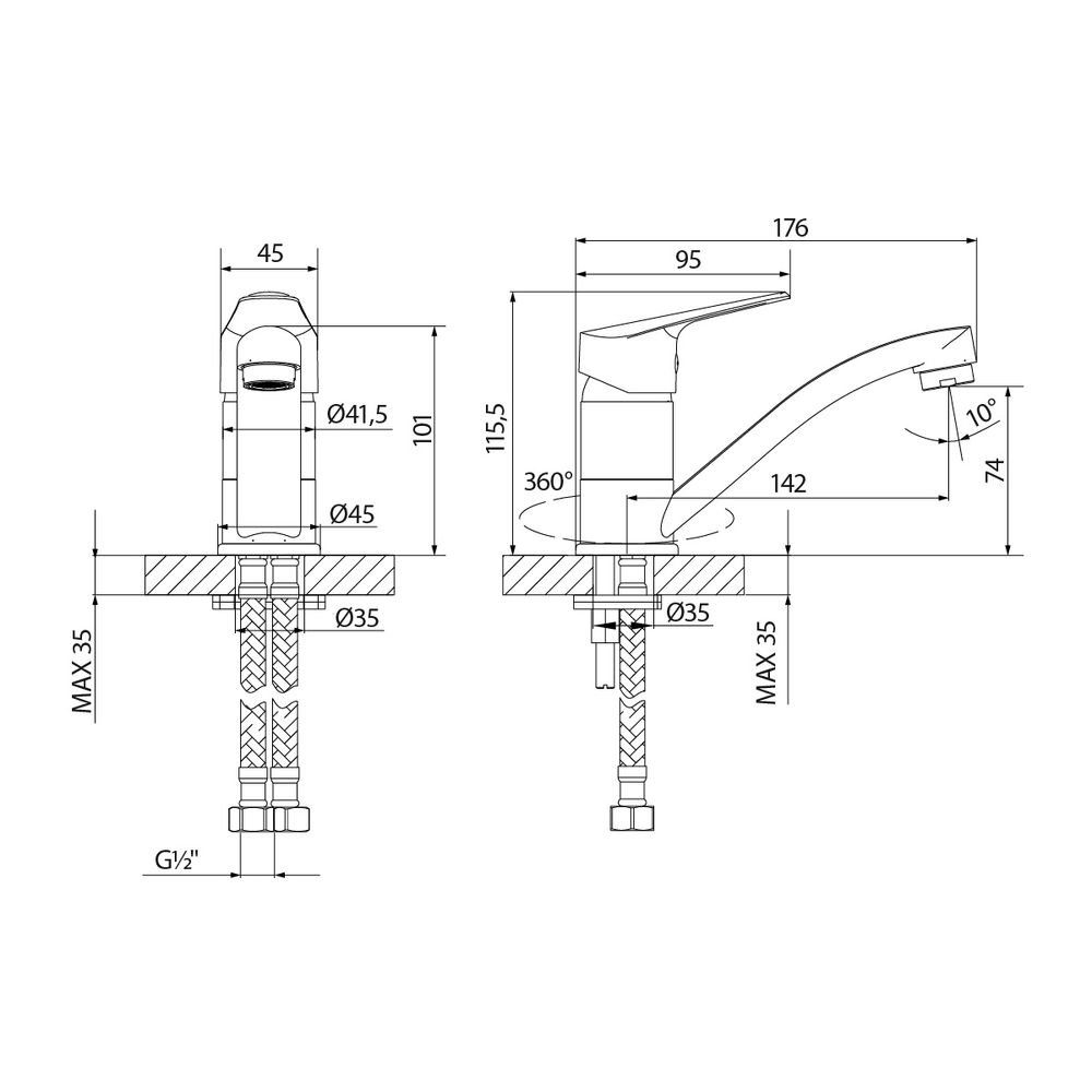 LM6507C Partner Смеситель для умывальника с поворотным изливом, хром LEMARK