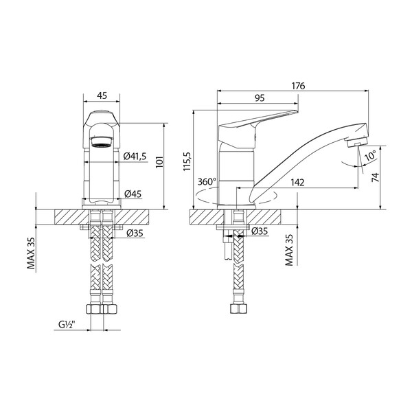 LM6507C Partner Смеситель для умывальника с поворотным изливом, хром LEMARK