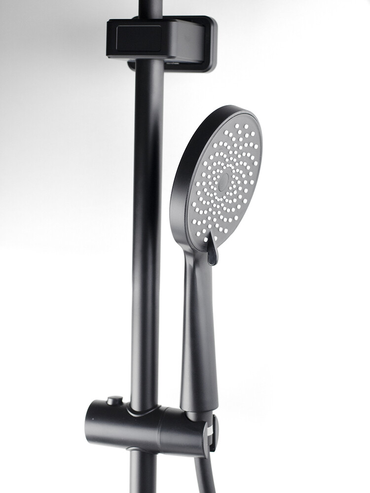 Душевая система SANTREK AQUA-1235 PRESTIGE (SAP-1235)  шар. d-35 с верхним душем, смесителем, гигиен лейкой (черный)