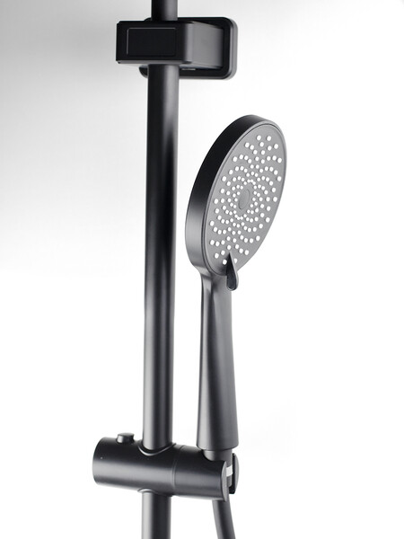 Душевая система SANTREK AQUA-1235 PRESTIGE (SAP-1235)  шар. d-35 с верхним душем, смесителем, гигиен лейкой (черный)